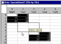 spreadsheet move block